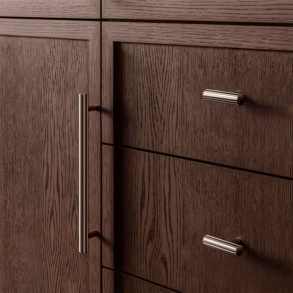 Modern Brass Straight Knurled Dresser Handles