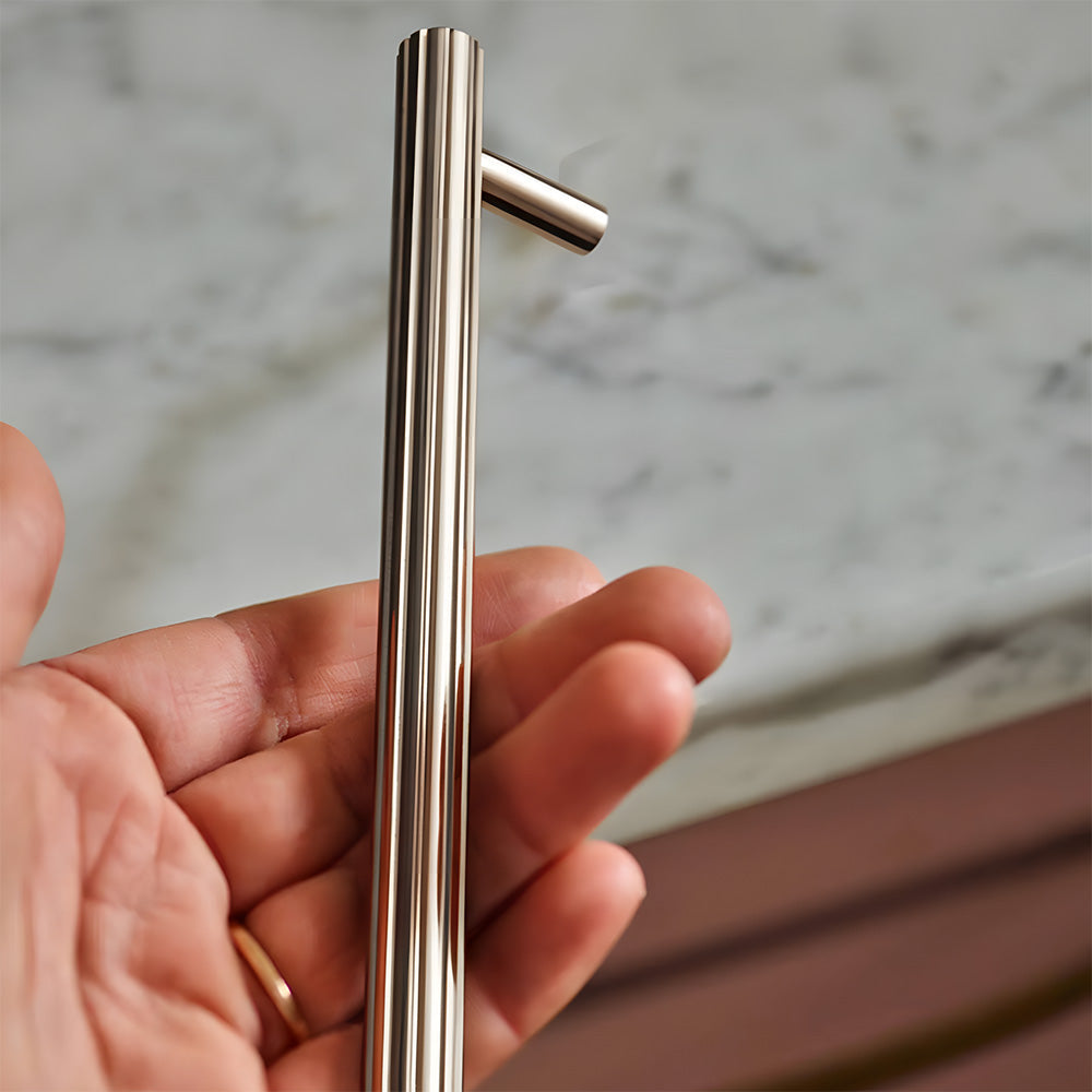 Modern Brass Straight Knurled Dresser Handles