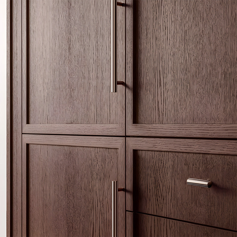 Modern Brass Straight Knurled Dresser Handles