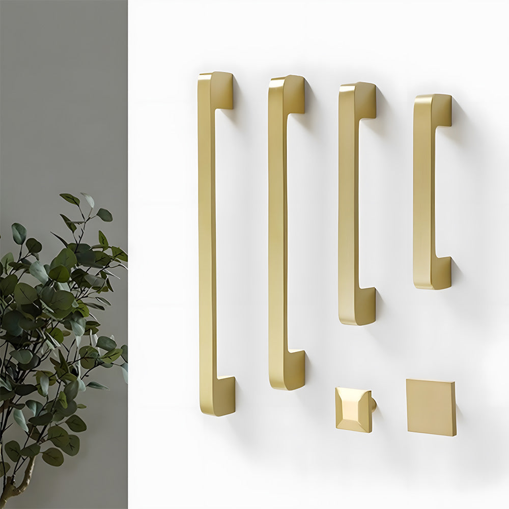 Modern Gold Solid Brass Kitchen Cabinet Handles