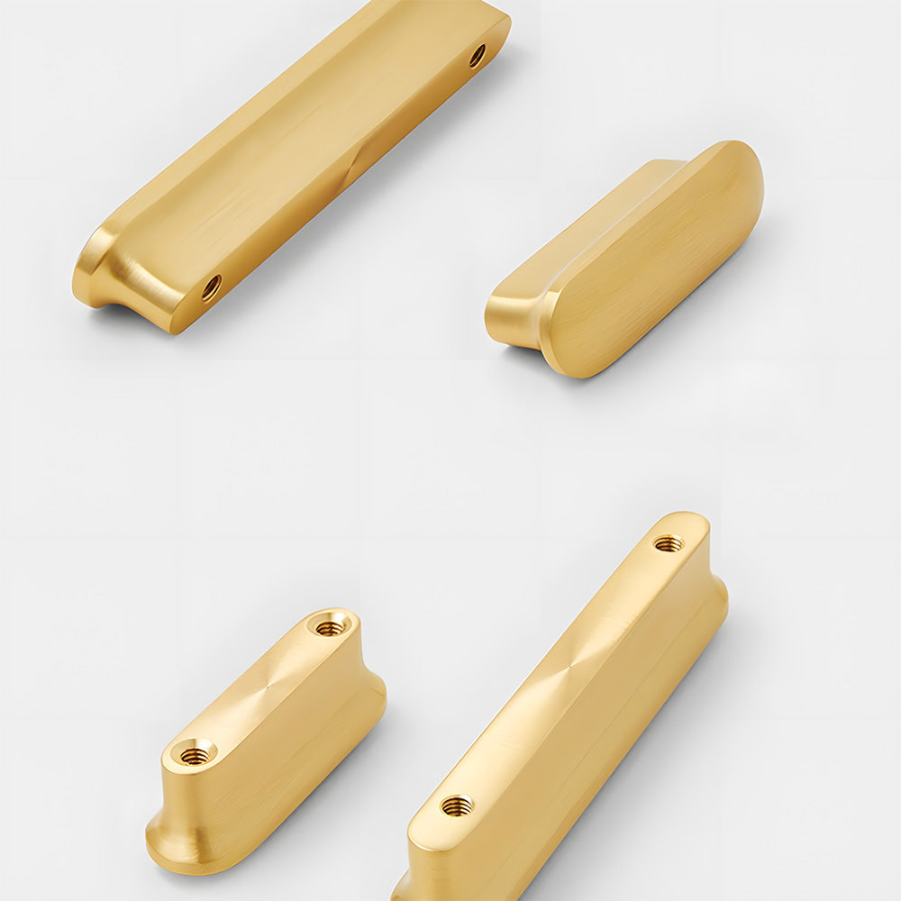 Modern T-Shaped Gold Brass Cabinet Handles