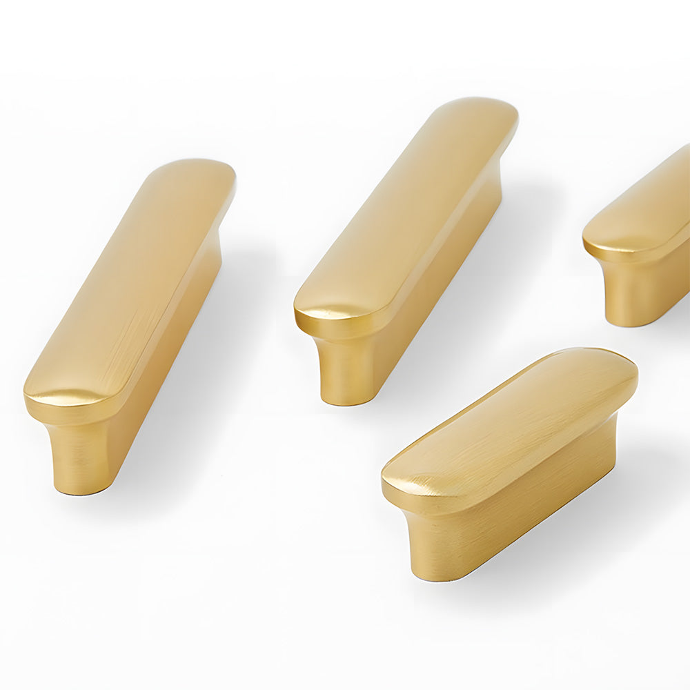 Modern T-Shaped Gold Brass Cabinet Handles