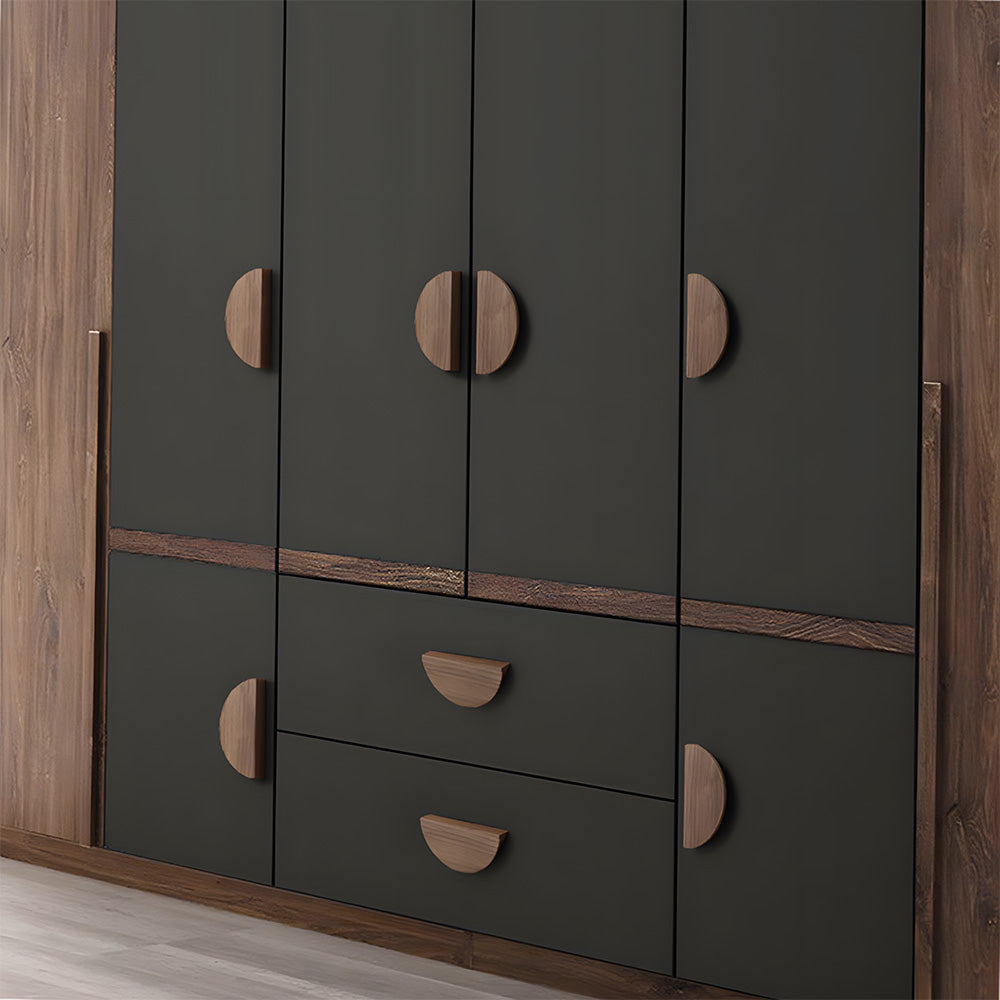 Semi-circle wood cabinet handles mixed half-round handles on black furniture