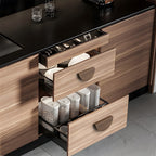 Semi-circle wood cabinet handles dark half-round pulls on kitchen drawers