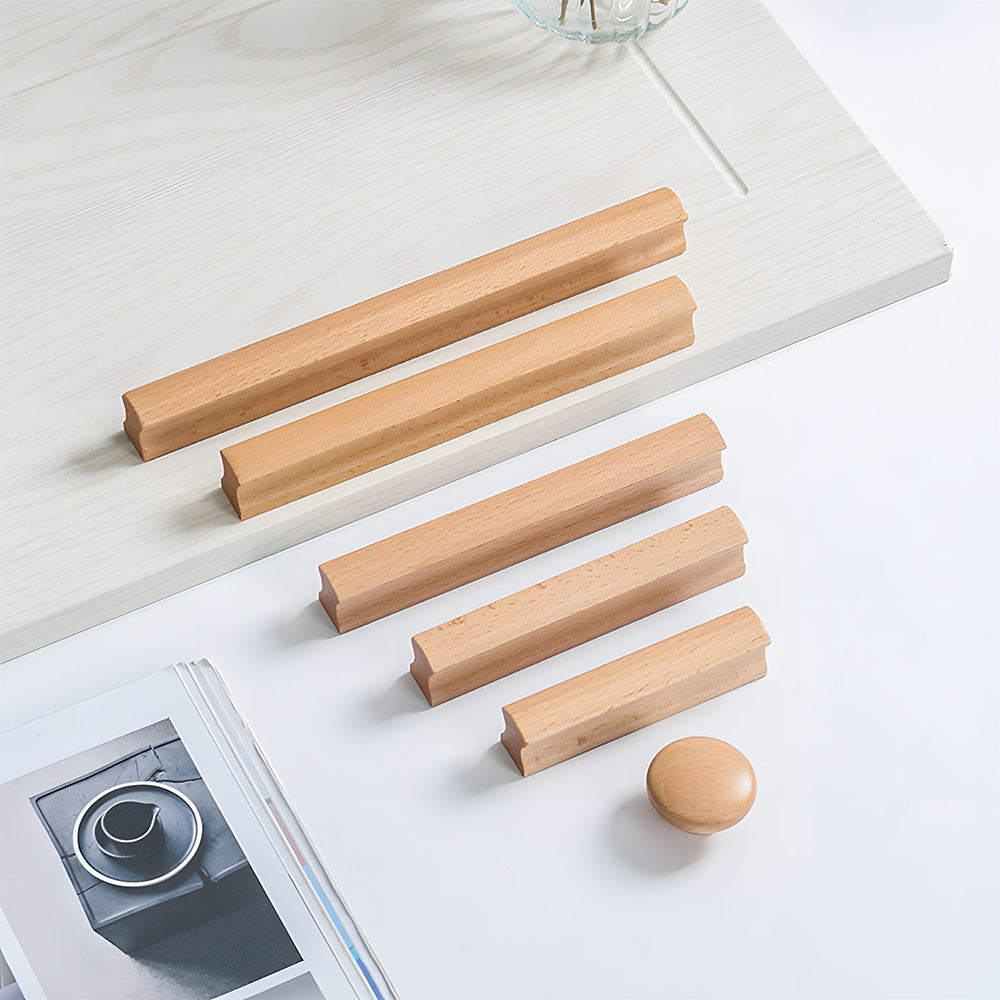 Unique Solid Natural Wood Cabinet Drawer Pulls