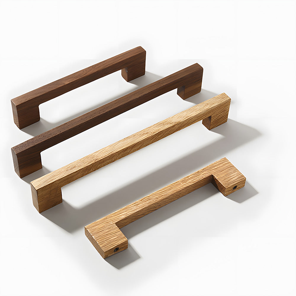 Natural Square Wood Cabinet Drawer Pulls For Kitchen