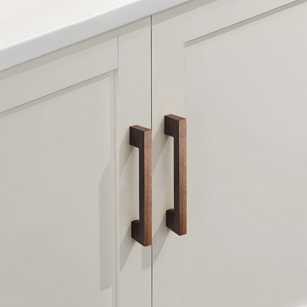 Natural Square Wood Cabinet Drawer Pulls For Kitchen