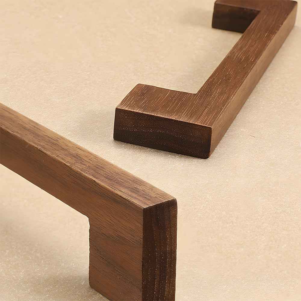 Natural Square Wood Cabinet Drawer Pulls For Kitchen