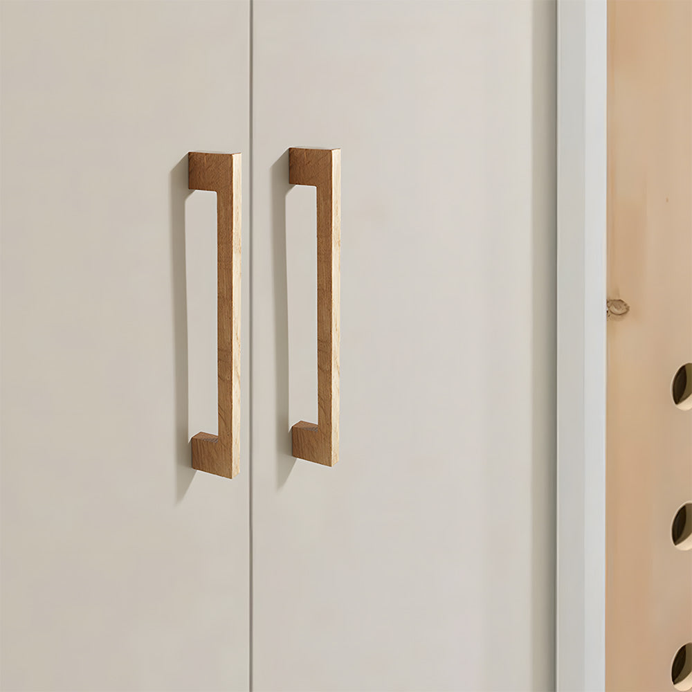Natural Square Wood Cabinet Drawer Pulls For Kitchen