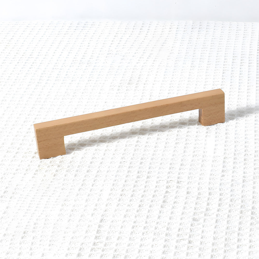Natural Square Wood Cabinet Drawer Pulls For Kitchen
