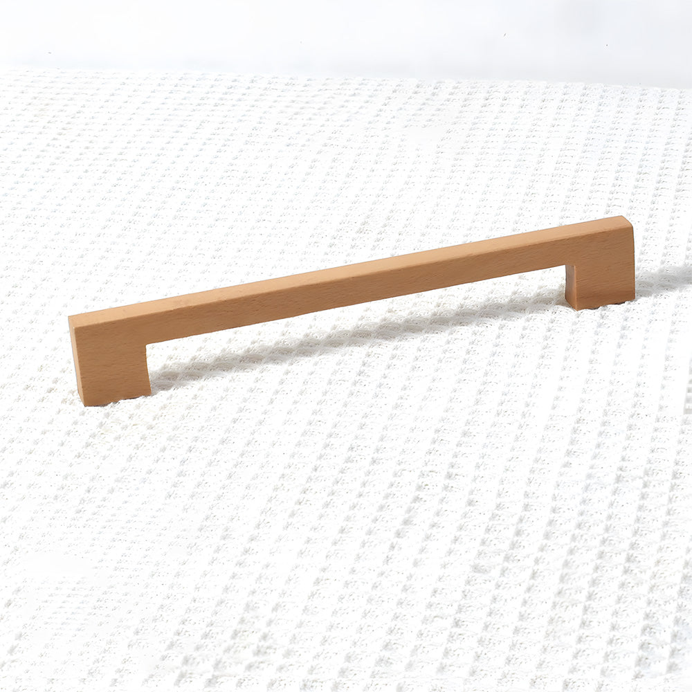 Natural Square Wood Cabinet Drawer Pulls For Kitchen
