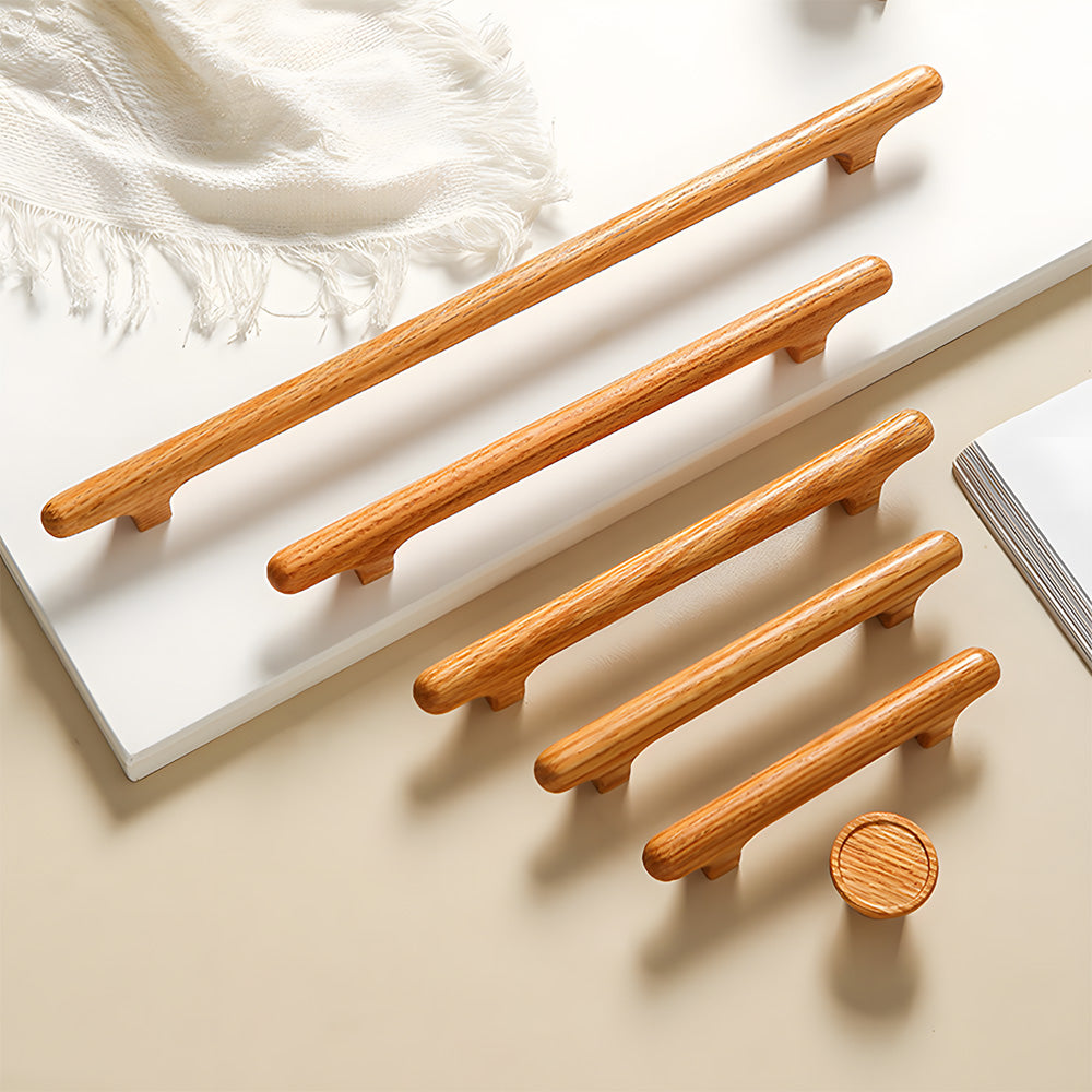 Nordic Round Wood Cabinet Pulls For Kitchen