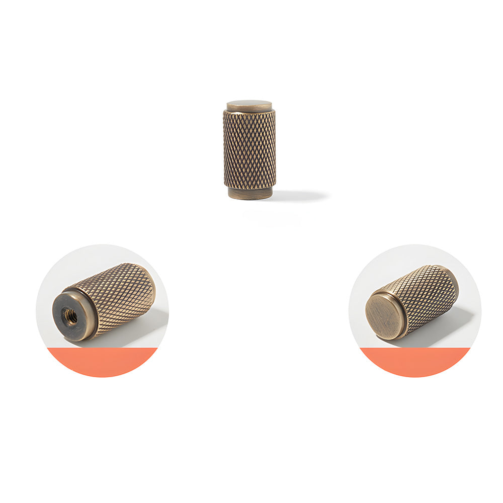 Vintage Solid Knurled Brass Kitchen Cabinet Handles