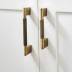 Vintage Solid Knurled Brass Kitchen Cabinet Handles