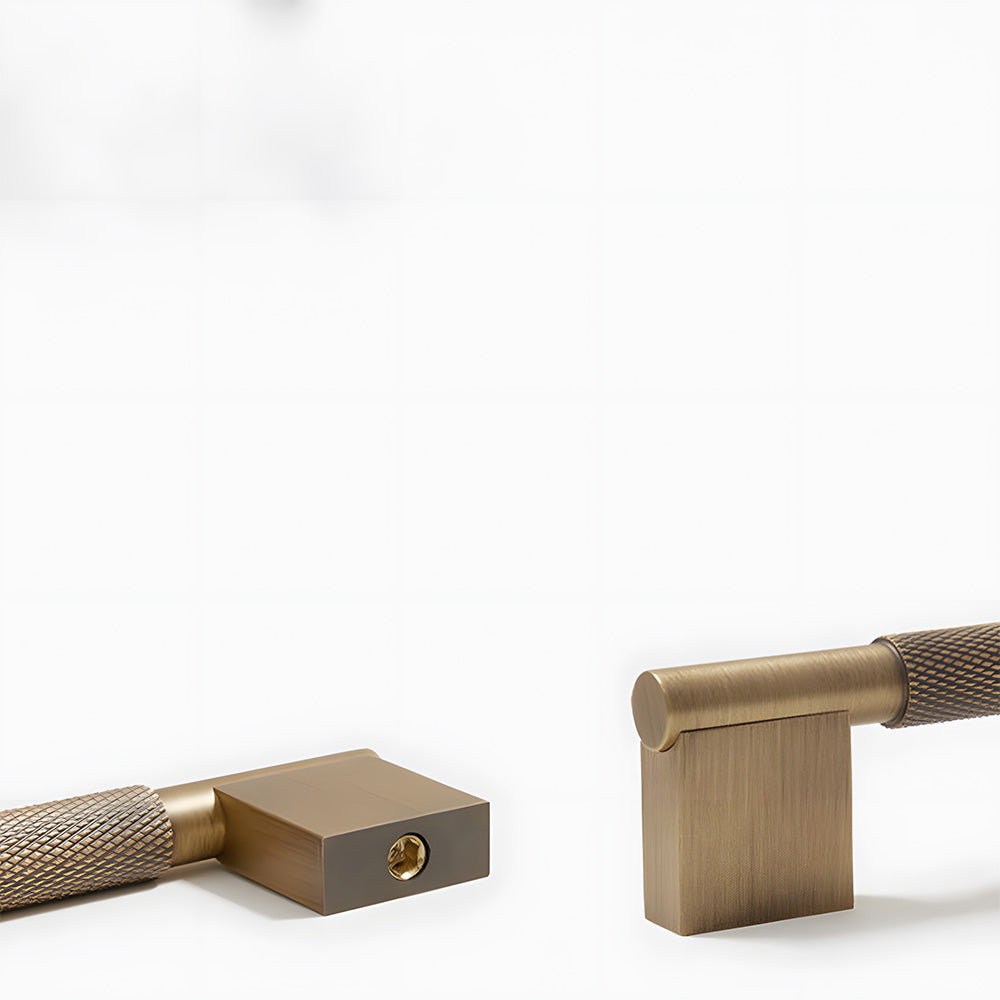 Vintage Solid Knurled Brass Kitchen Cabinet Handles
