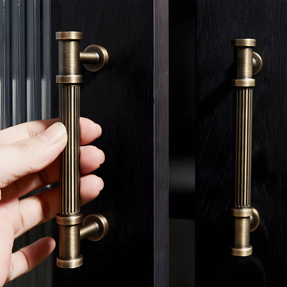Vintage Lined Bronze Cabinet Handles
