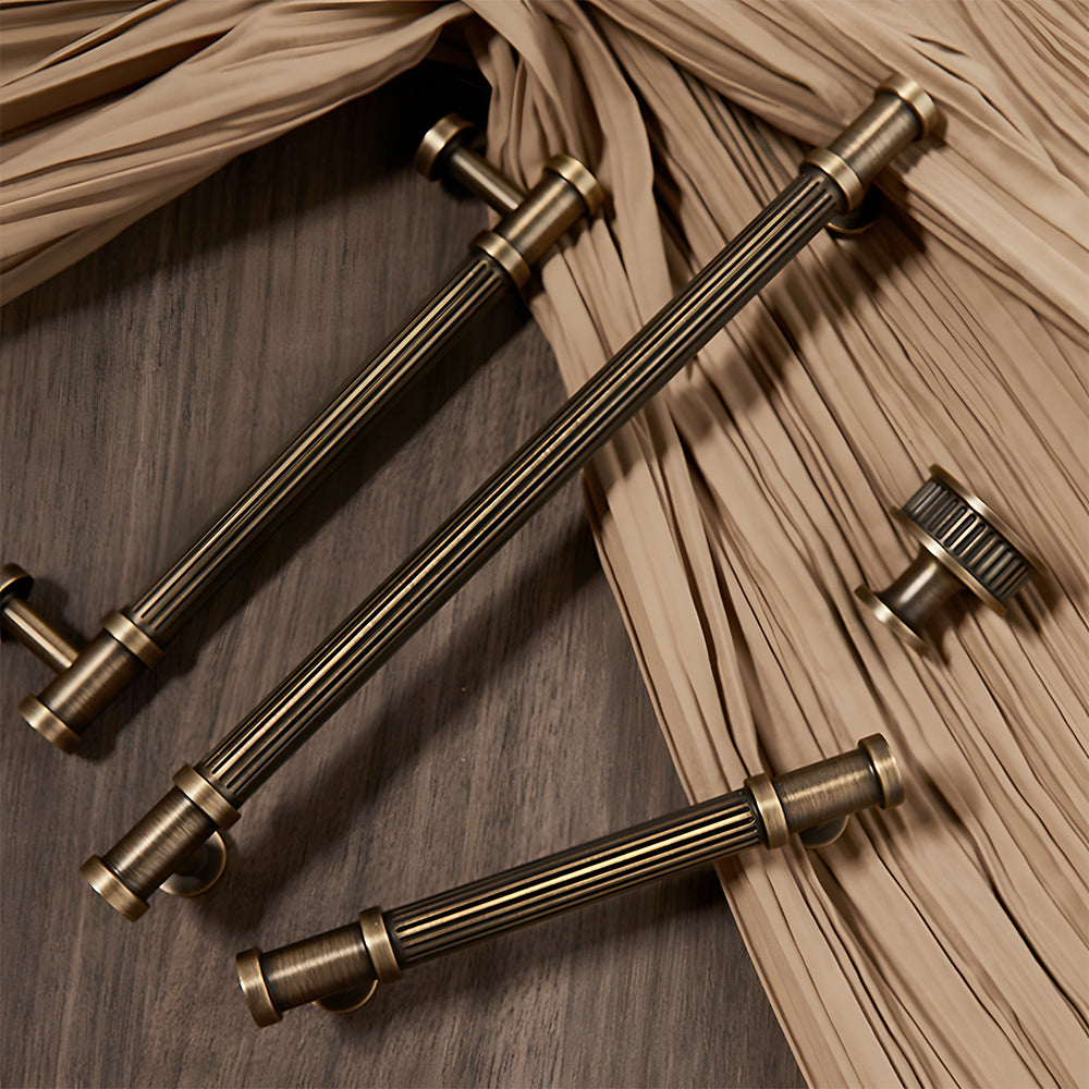 Vintage Lined Bronze Cabinet Handles