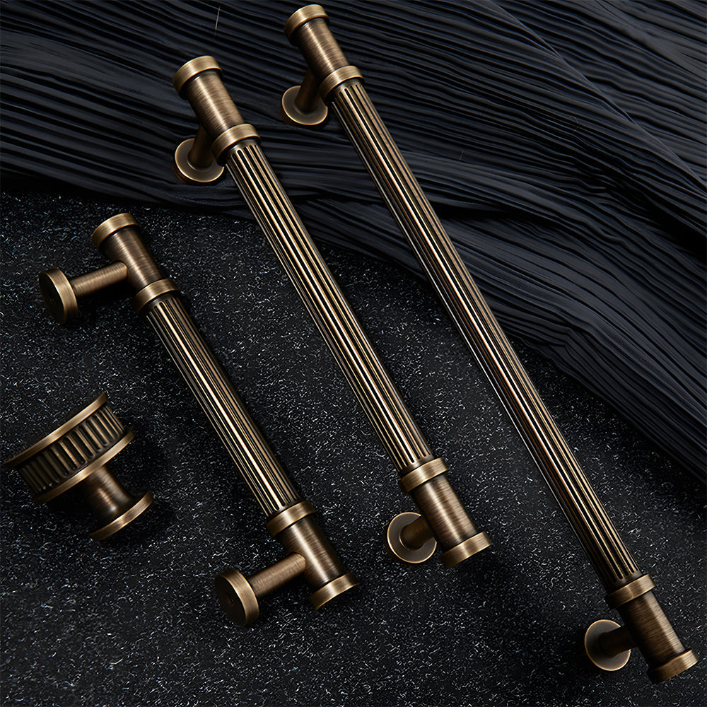 Antique bronze lined cabinet hardware handles and knobs in assorted sizes