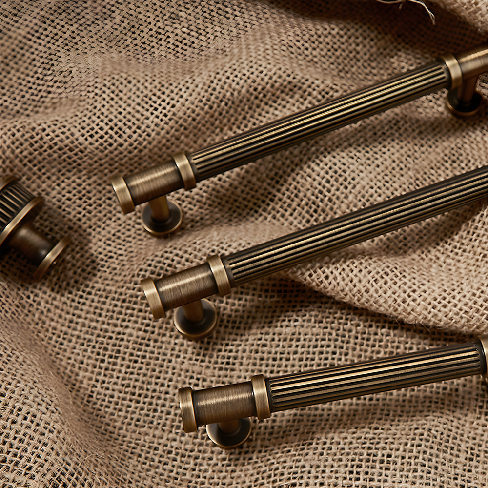 Vintage Lined Bronze Cabinet Handles