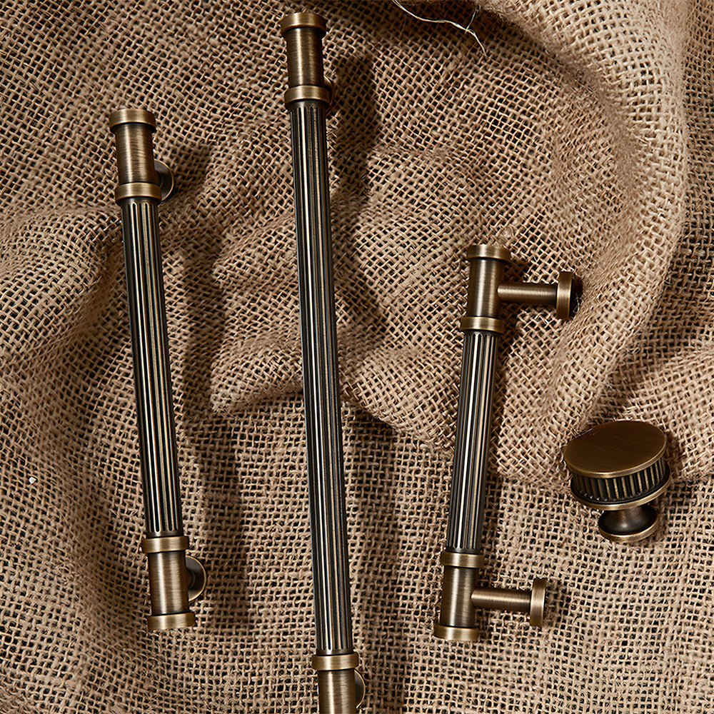 Vintage Lined Bronze Cabinet Handles