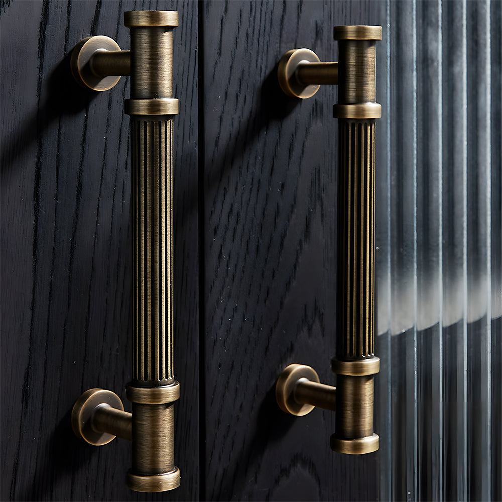 Vintage Lined Bronze Cabinet Handles