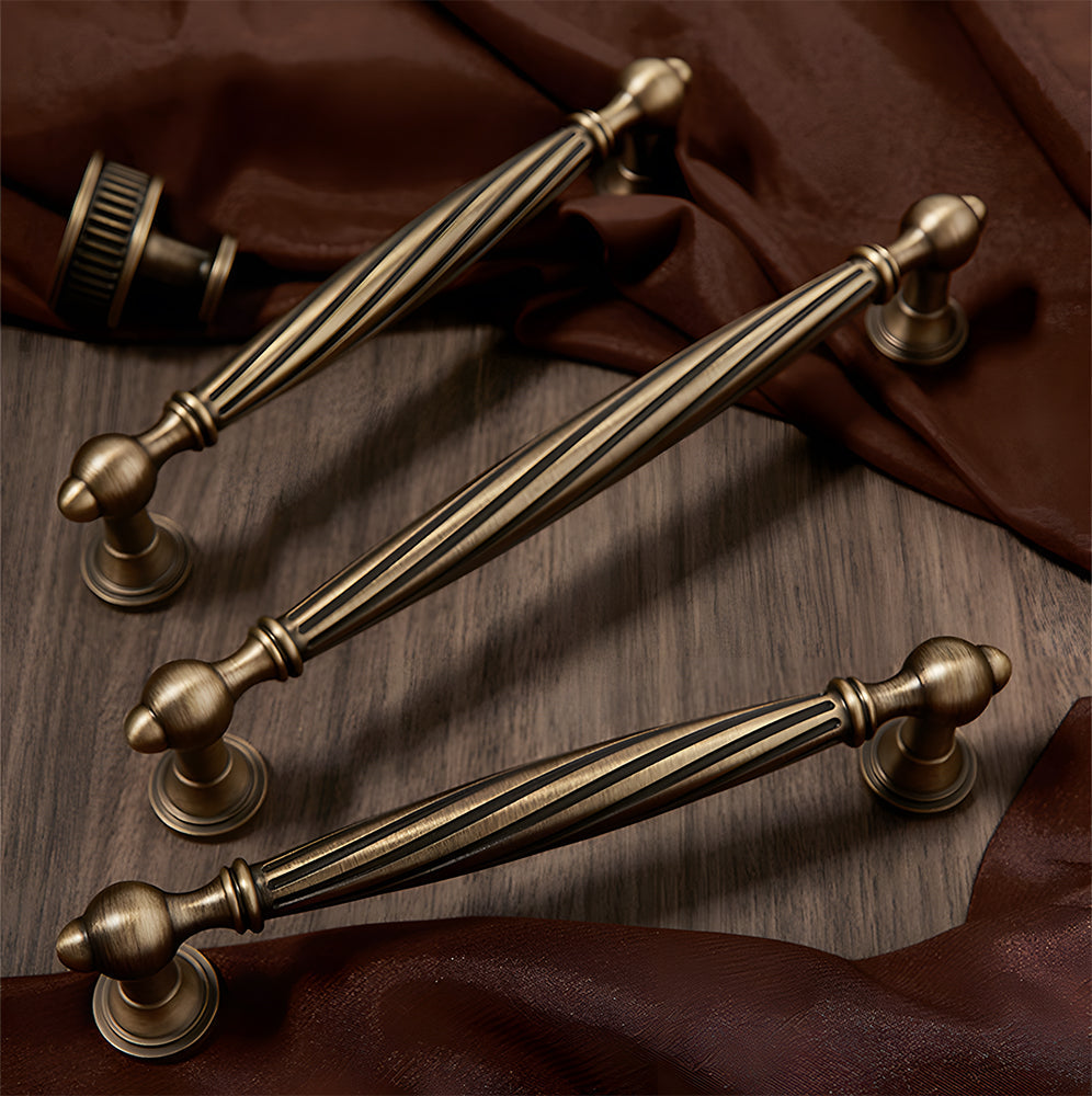 Retro Twisted Solid Brass Cabinet Handles