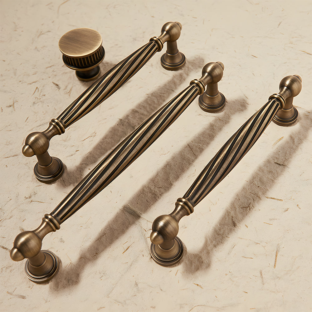 Retro Twisted Solid Brass Cabinet Handles