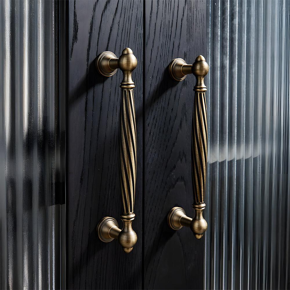 Retro Twisted Solid Brass Cabinet Handles