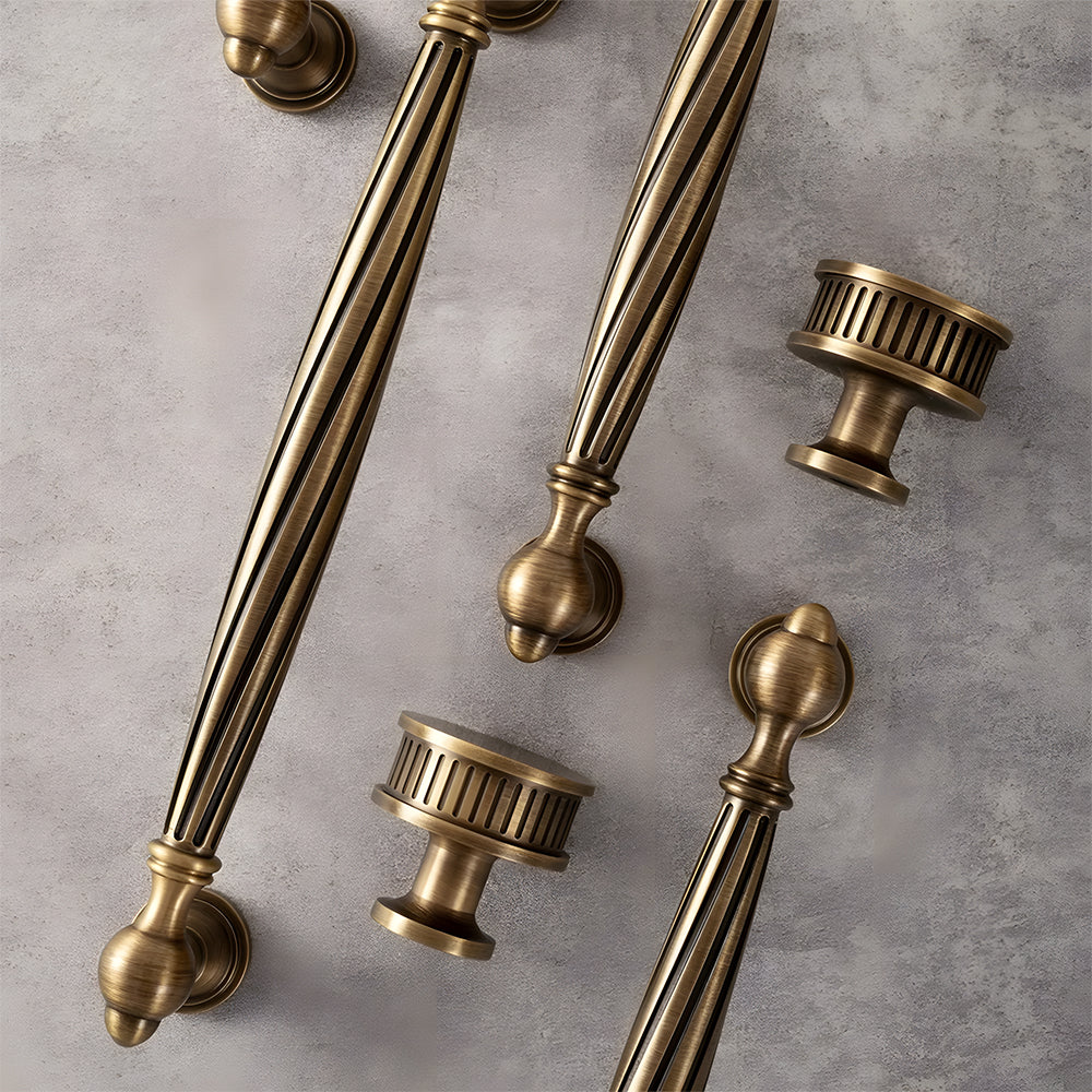 Retro Twisted Solid Brass Cabinet Handles