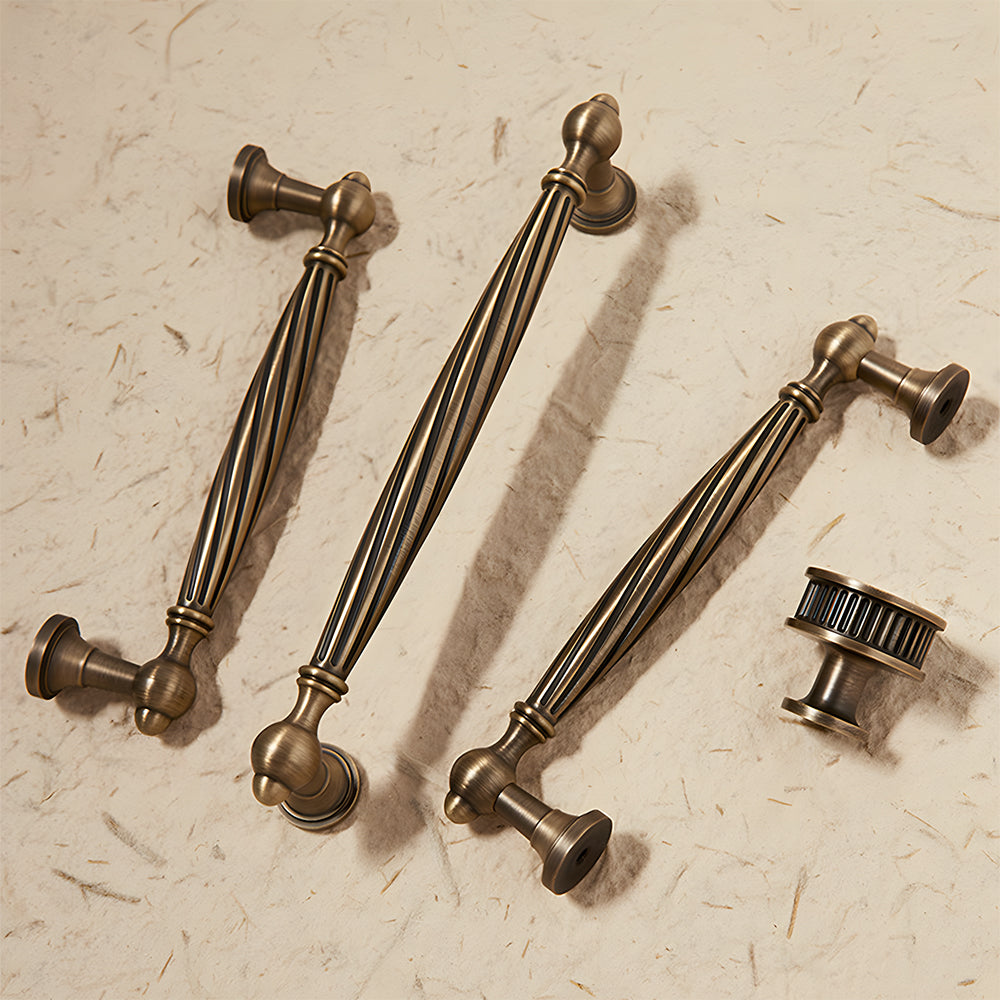 Retro Twisted Solid Brass Cabinet Handles