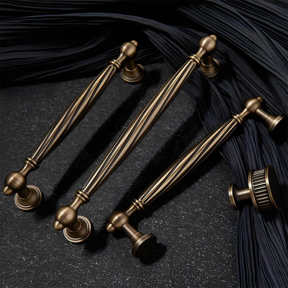 Retro Twisted Solid Brass Cabinet Handles