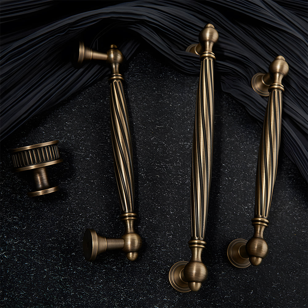 Retro Twisted Solid Brass Cabinet Handles
