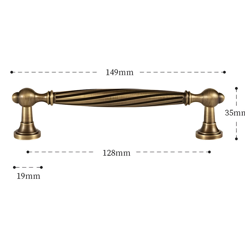 Retro Twisted Solid Brass Cabinet Handles