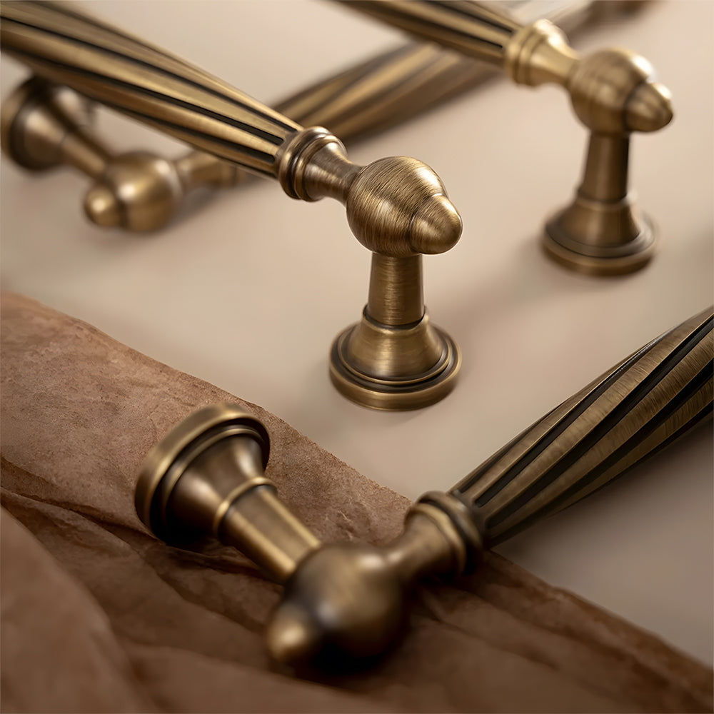 Retro Twisted Solid Brass Cabinet Handles