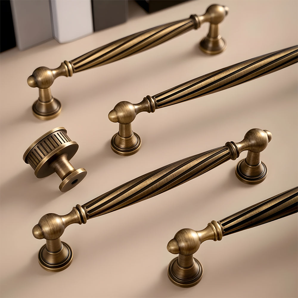 Retro Twisted Solid Brass Cabinet Handles