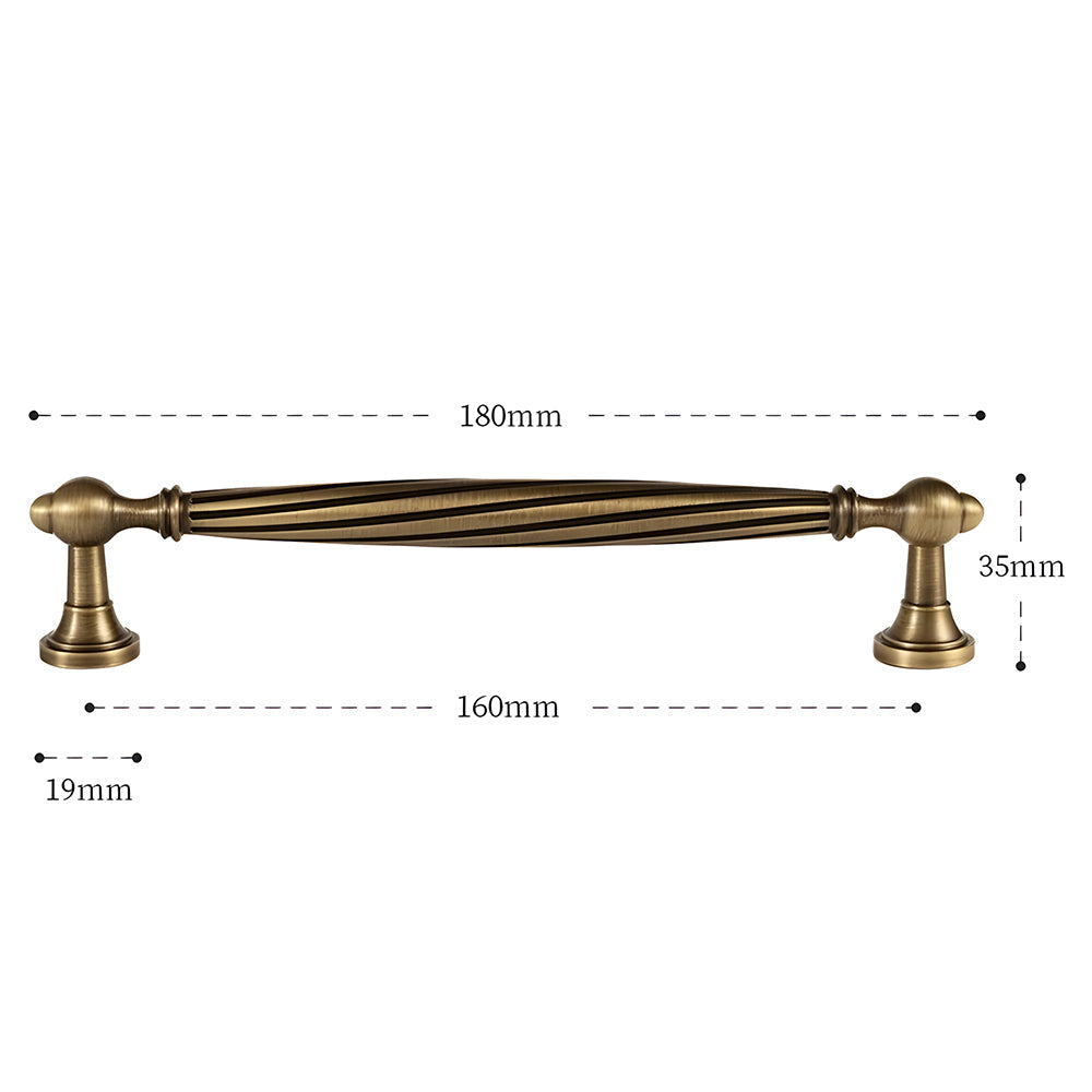 Retro Twisted Solid Brass Cabinet Handles