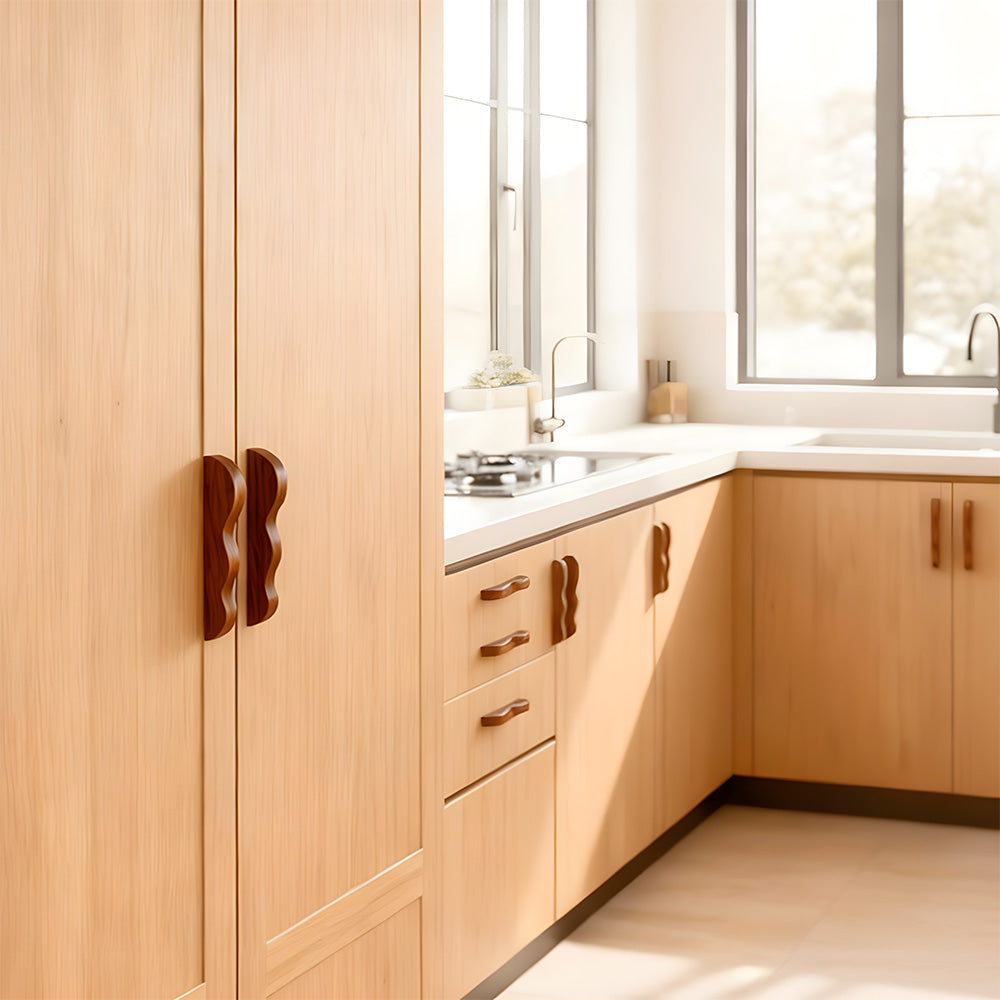 Unique Handmade Wavy Natural Wood Cabinet Handles