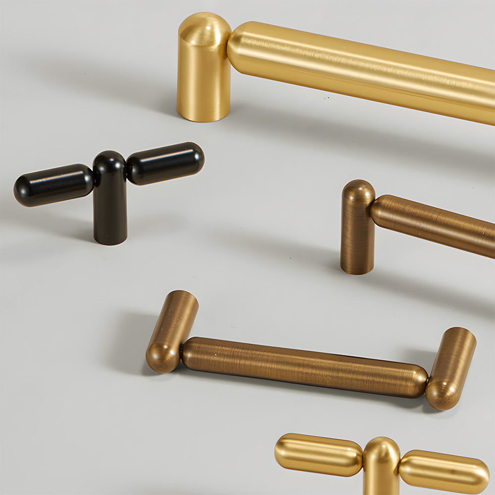 Unique Solid Brass T-Bar Cupboard Handles & Knobs