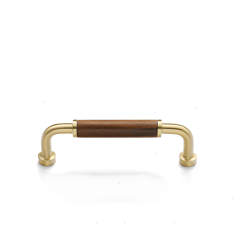 Retro Solid Brass and Wood Cabinet Pulls For Kitchen