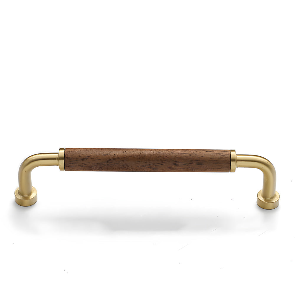 Retro Solid Brass and Wood Cabinet Pulls For Kitchen