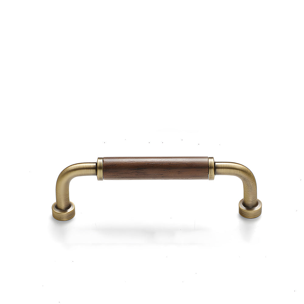 Retro Solid Brass and Wood Cabinet Pulls For Kitchen