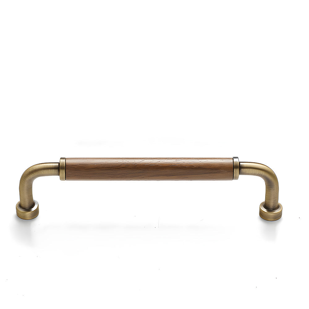 Retro Solid Brass and Wood Cabinet Pulls For Kitchen