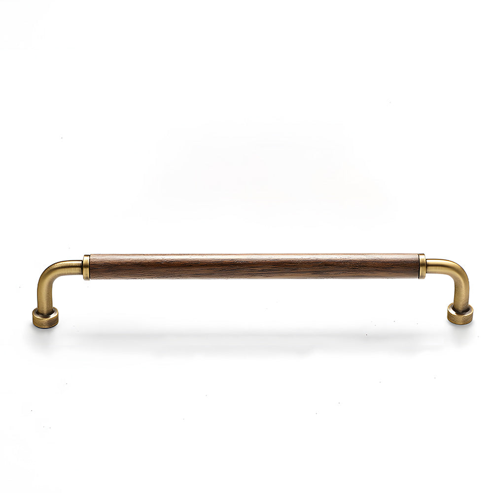 Retro Solid Brass and Wood Cabinet Pulls For Kitchen