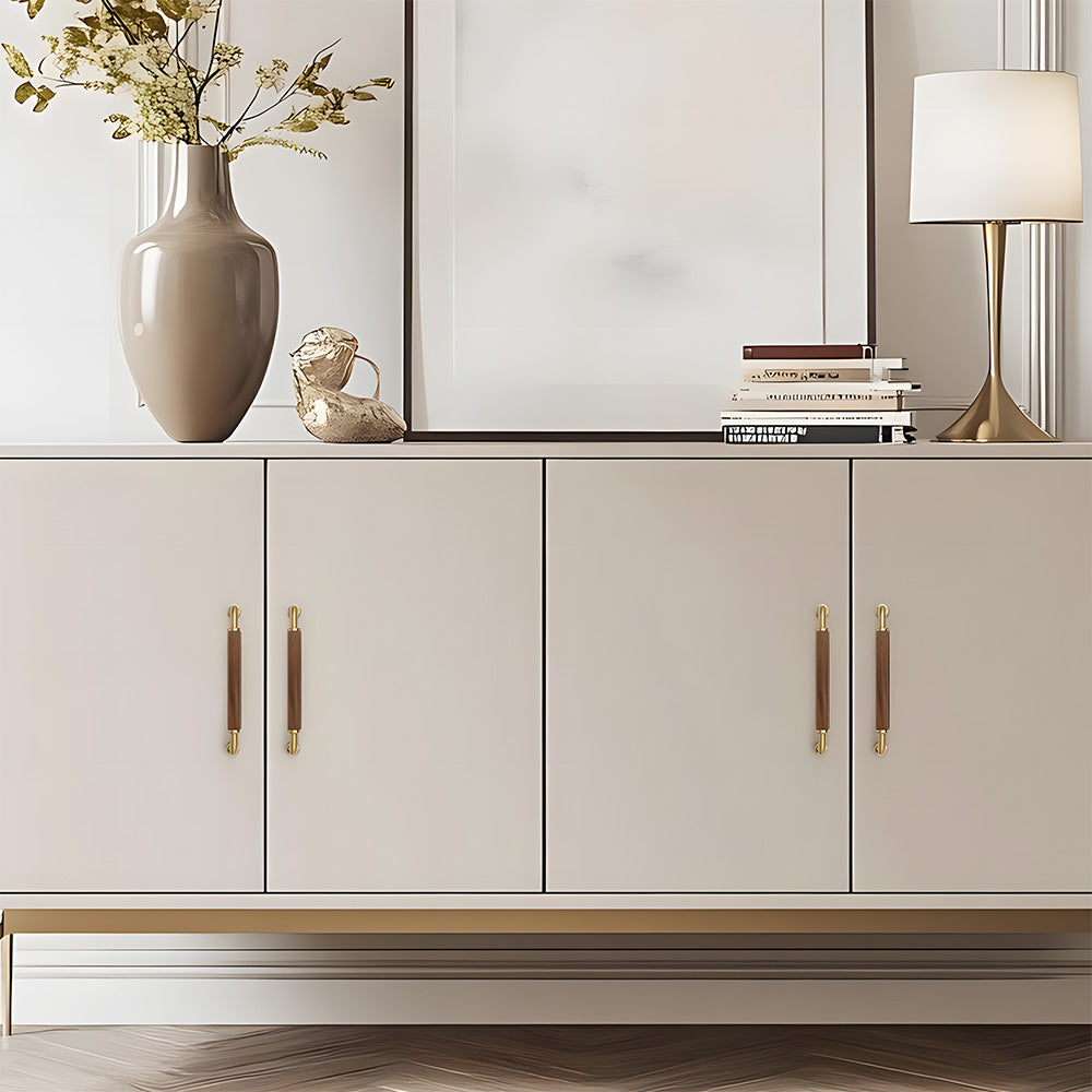 Retro Solid Brass and Wood Cabinet Pulls For Kitchen