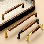 Retro Solid Brass and Wood Cabinet Pulls For Kitchen
