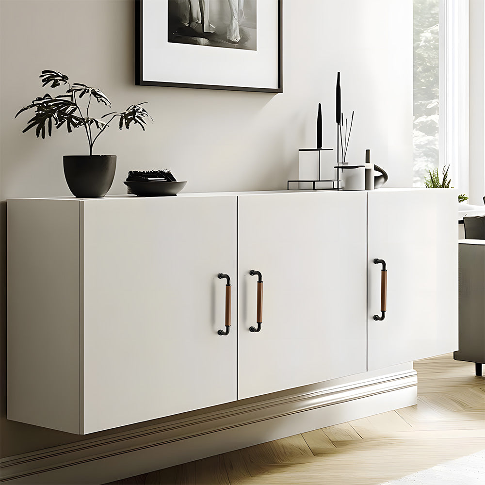 Retro Solid Brass and Wood Cabinet Pulls For Kitchen