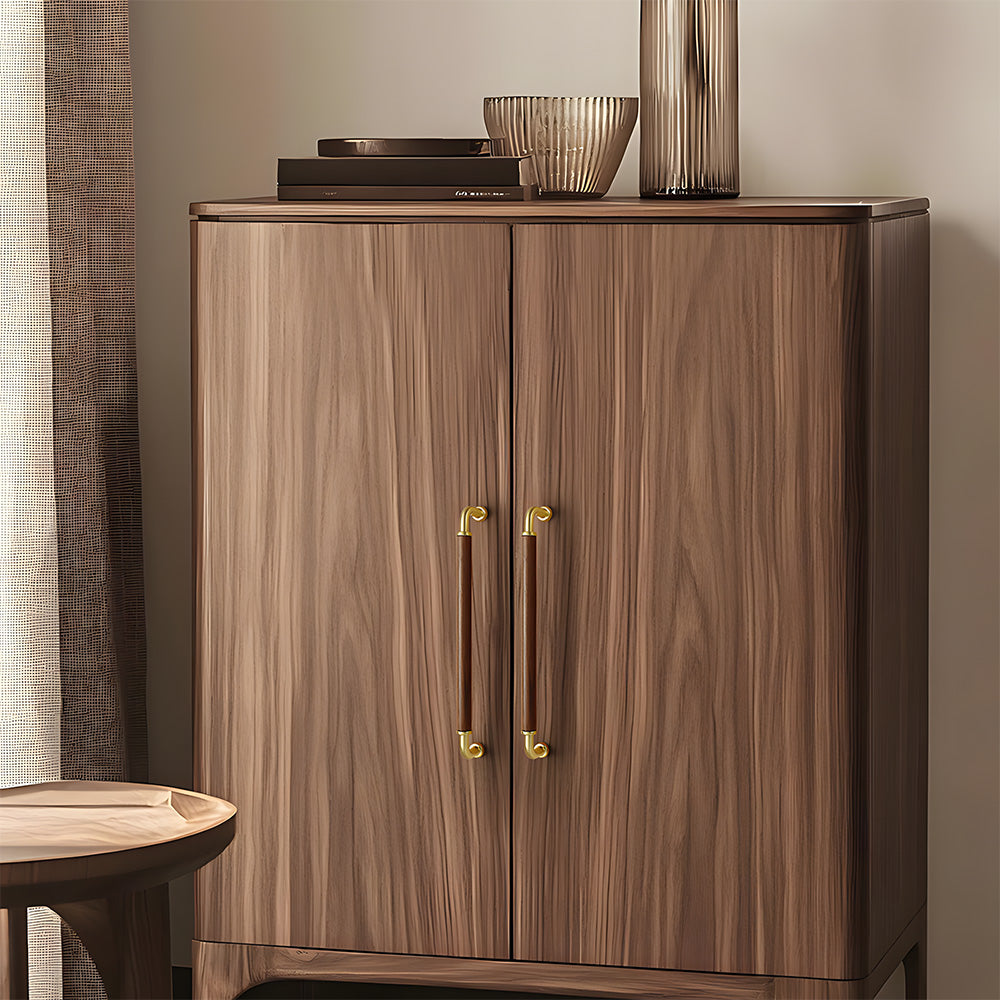 Retro Solid Brass and Wood Cabinet Pulls For Kitchen