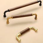 Retro Solid Brass and Wood Cabinet Pulls For Kitchen