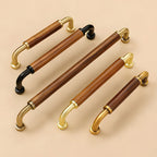 Retro Solid Brass and Wood Cabinet Pulls For Kitchen