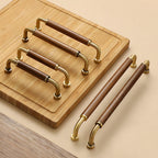 Retro Solid Brass and Wood Cabinet Pulls For Kitchen